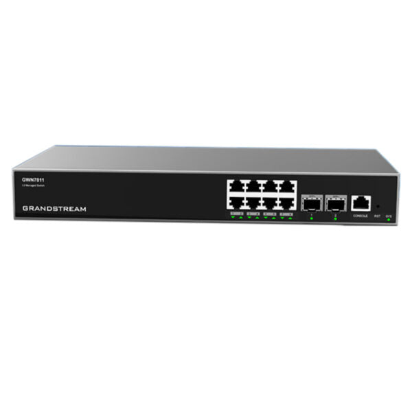 Grandstream GWN7811 Commutateur réseau administrable de couche 3 d'entreprise, 8 x GigE, 2 x SFP+