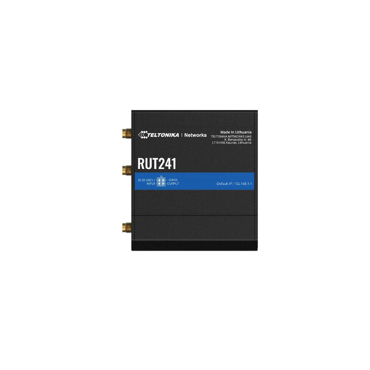 Teltonika RUT241 Industrial 4G LTE Router showing its compact size.