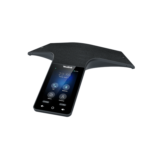 VoIP conference phone with 360-degree microphone pickup for business meeting rooms and remote collaboration.