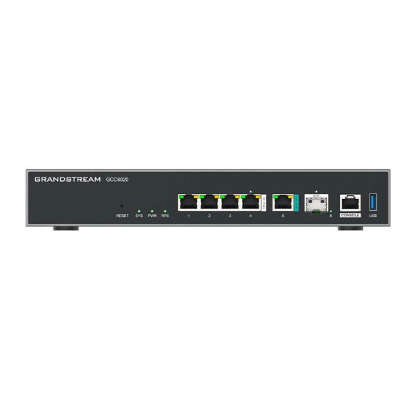 Grandstream GCC6020 IPPBX intégré (12 utilisateurs, 4 appels simultanés) + pare-feu de niveau entreprise + routeur VPN + 1 x 2,5 Gb, 1 x 10 Gig SFP+, 4 x commutateur réseau GigE
