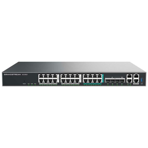 Grandstream GCC6021 avec IPPBX intégré (12 utilisateurs, 4 appels simultanés) + pare-feu de qualité entreprise + routeur VPN + 8 x 2,5 Gb, 4 x 10 Gig SFP+, commutateur réseau 16 x GigE
