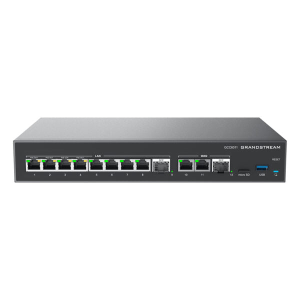 Grandstream GCC6011 IPPBX intégré (10 utilisateurs, 4 appels simultanés) + pare-feu de classe entreprise + routeur VPN + 2 ports 2,5 Gb, commutateur réseau 10 ports GigE