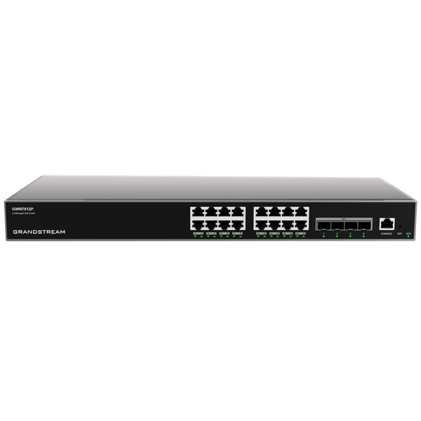 Commutateur réseau PoE géré de couche 3 Grandstream GWN7812P Enterprise, 16 x GigE, 4 x SFP+