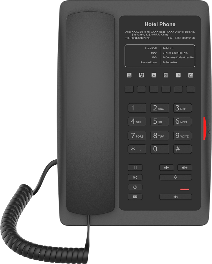 Téléphone IP Fanvil H3 Basic pour hôtels, noir