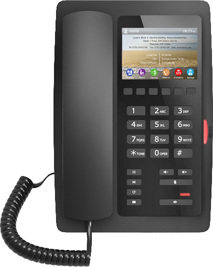 Téléphone Fanvil H5 haut de gamme élégant pour hôtel, avec écran couleur, noir