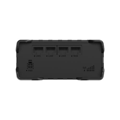 Teltonika RUT951 industrial 4G LTE router with dual SIM, Wi-Fi, 4 Ethernet ports, and WPA2 security, ideal for IoT and industrial applications.