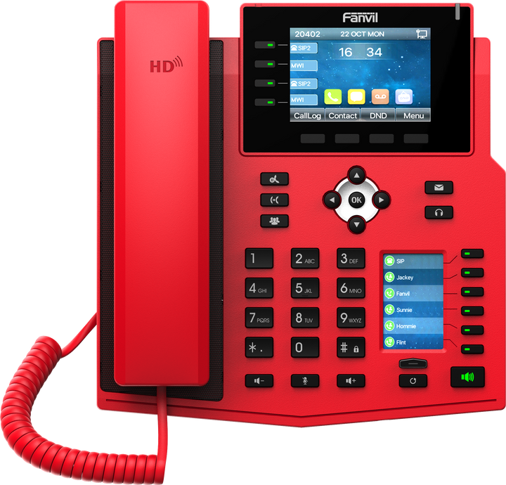 Téléphone IP Fanvil X5U Red-V2 de milieu de gamme à 16 lignes