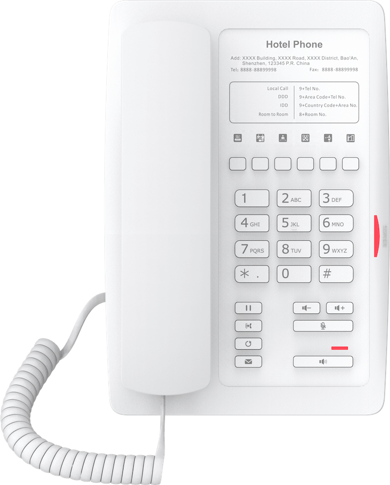 Fanvil H3W Wi-Fi IP Phone with integrated USB charging port for wireless hospitality deployment.