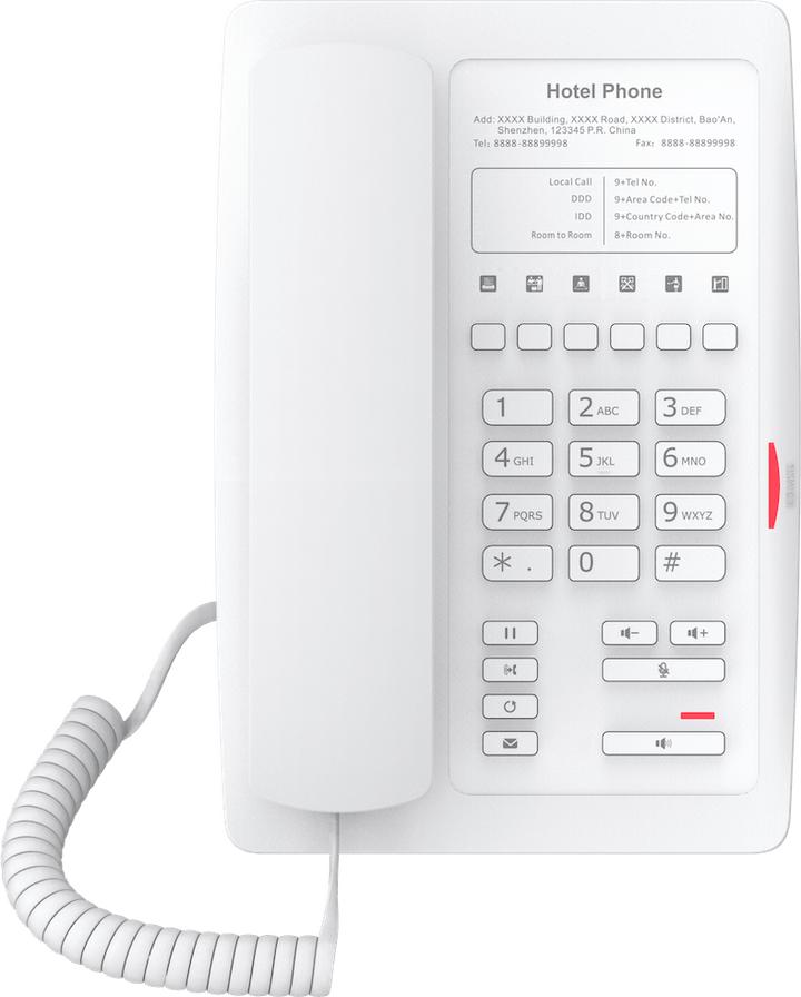 Fanvil H3W Wi-Fi IP Phone with integrated USB charging port for wireless hospitality deployment.