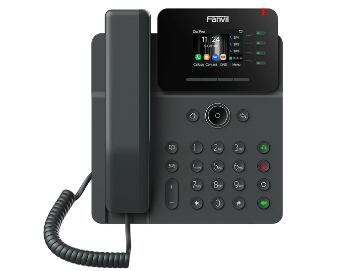 Front view of Fanvil V61W 4-line business IP phone with built-in Wi-Fi 6 and Bluetooth 5.4