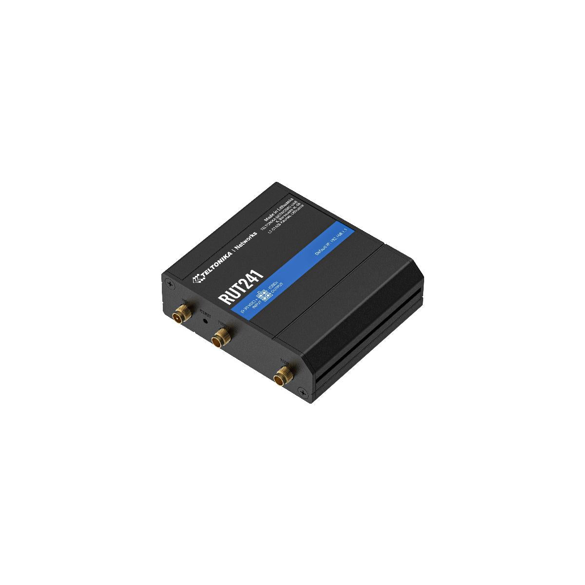 Teltonika RUT241 industrial cellular router with uninterrupted connectivity, remote management support, and IoT/M2M compatibility.