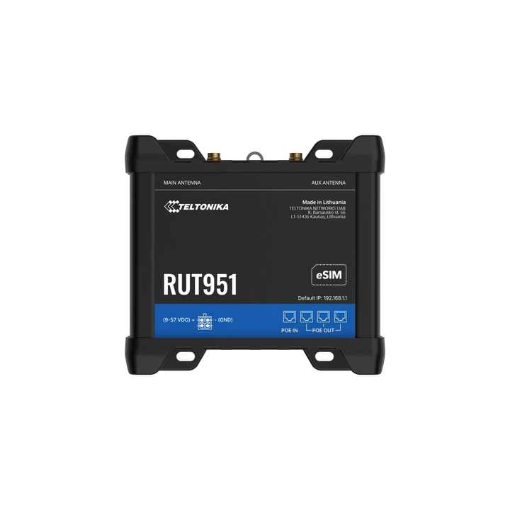 Teltonika RUT951 PoE+ Industrial 4G LTE Router for North America.