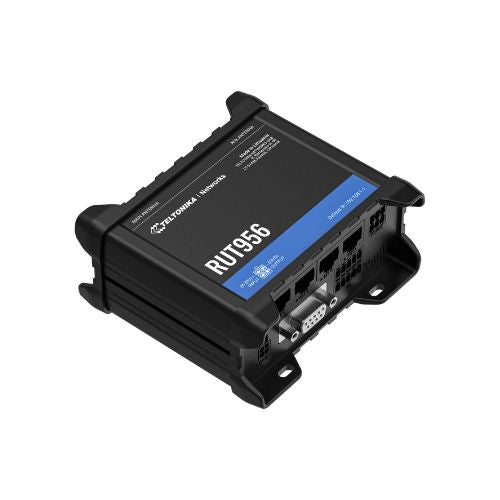 Teltonika RUT956 industrial 4G LTE cellular router with dual SIM and auto-failover.