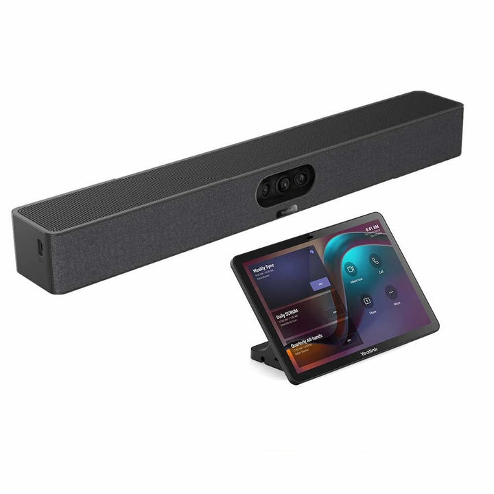 Yealink MeetingBar A25 video collaboration bar bundled with CTP25 touch panel controller for focus rooms.