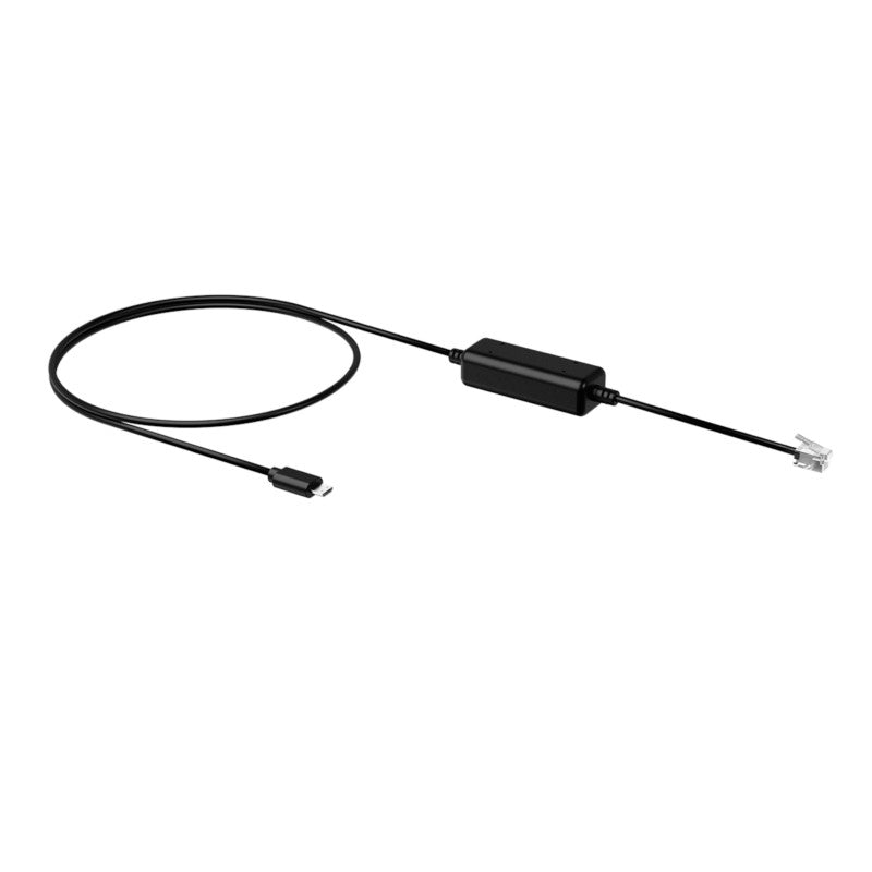 Yealink EHS35 Headset Adapter showing connection between Yealink T3 IP Phone (RJ9) and WH62/WH63 wireless headset (micro USB).