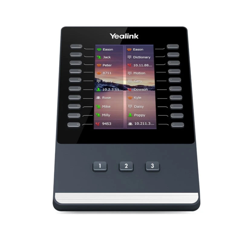 Yealink EXP43 Color Expansion Module with 4.3-inch LCD screen, 20 flexible keys, dual-color LEDs, and support for Yealink T4U series phones.