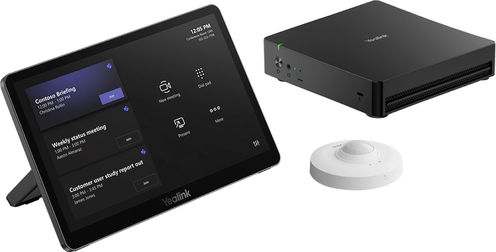 Yealink MCoreKit-C5U-MS Microsoft Teams Rooms Base Kit featuring MCore 4 Mini-PC, MTouch Plus, and RoomSensor at Voicedepot