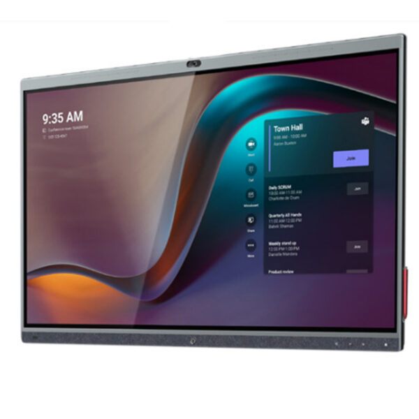 Yealink MeetingBoard 65-inch All-in-One collaboration display with built-in 4K camera, AI Noise Cancellation, and electric privacy shutter.