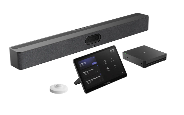 Yealink MVC S50-C5U bundle from Voicedepot including MeetingBar A50, MCore 4 Mini-PC, MTouch Plus controller, and RoomSensor.