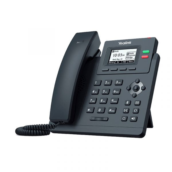 Yealink SIP-T31P entry-level 2-line IP phone with 2.3-inch graphical LCD, HD voice, PoE, and 5-way conferencing