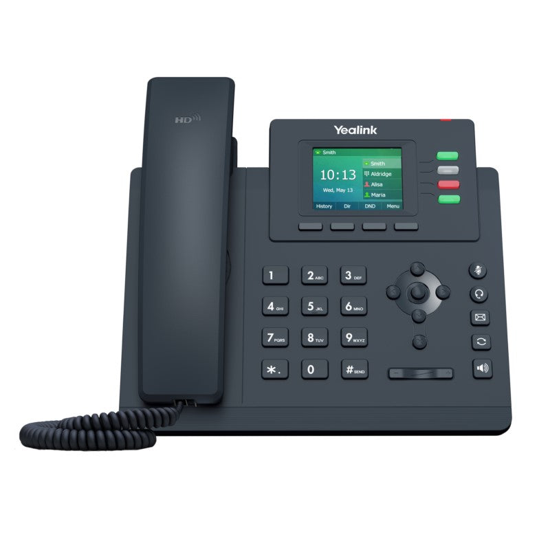 Yealink SIP-T33G IP Phone with 2.4-inch color display, 4 SIP accounts, HD Voice, dual Gigabit Ethernet ports, and PoE support