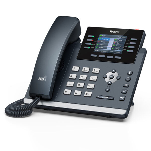 Yealink SIP-T44U 12-line IP phone with a 2.8-inch color display and dual USB ports.