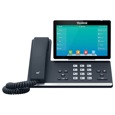 Yealink SIP-T57W IP phone with 7-inch touch screen, Wi-Fi, Bluetooth, USB headset support, and PoE