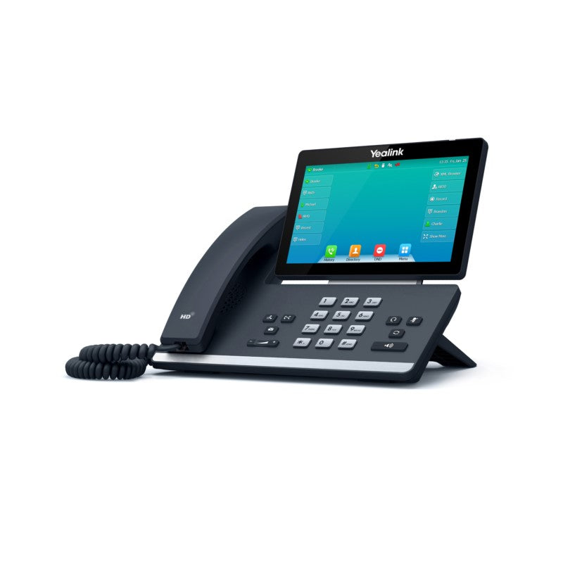Yealink SIP-T57W IP phone with 7-inch touch screen, Wi-Fi, Bluetooth, USB headset support, and PoE