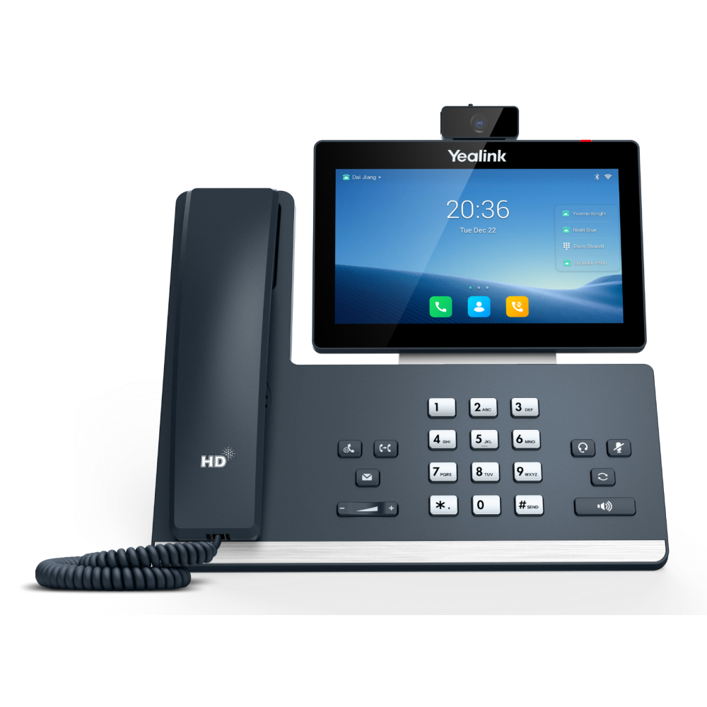 Yealink SIP-T58W gigabit business PoE IP phone with camera, 7-inch touch screen, HD video calling, Wi-Fi, Bluetooth