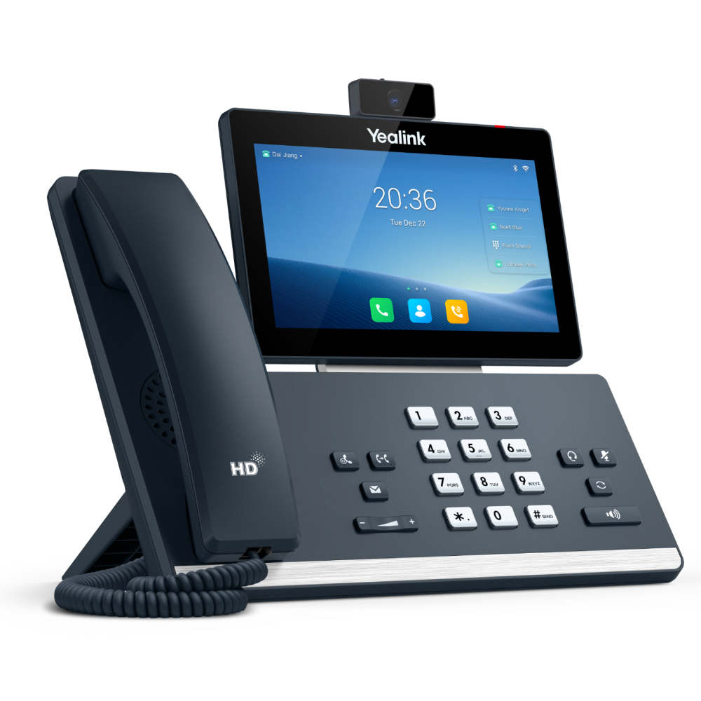 Yealink SIP-T58W gigabit business PoE IP phone with camera, 7-inch touch screen, HD video calling, Wi-Fi, Bluetooth