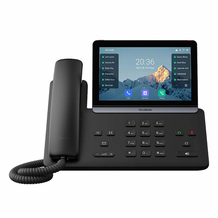 Yealink SIP-T88W Smart Business Phone from Voicedepot featuring an adjustable 7-inch touchscreen, Wi-Fi 6, and HD audio.
