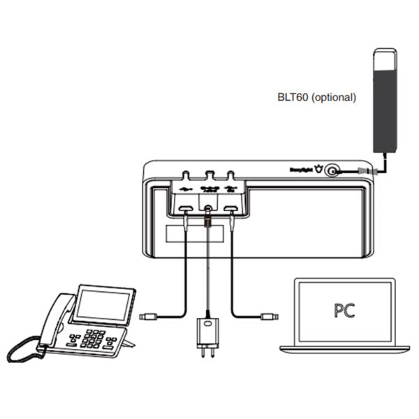 Yealink WH62 DECT wireless headset with base station, Mono Teams version V3 with telephone cable