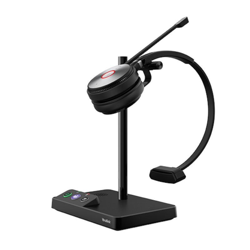 Yealink WH62 DECT wireless headset with base station, Mono UC version V3 with telephone cable